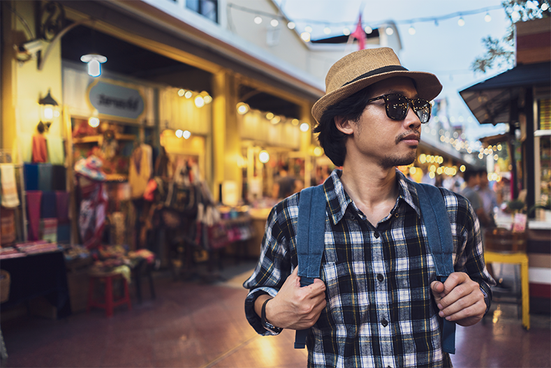Traveler exploring a local market